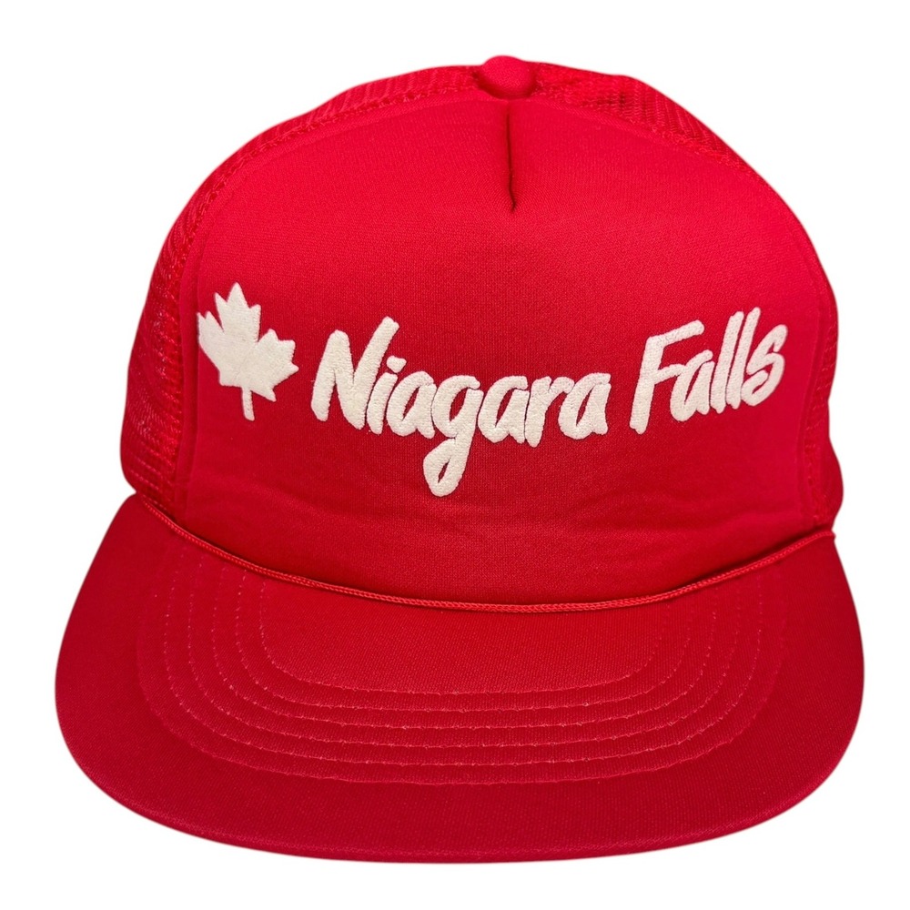 Niagra Falls 90s Vtg Trucker Hat Snapback‎ Mesh 5 Panel Adjustable Red Canada